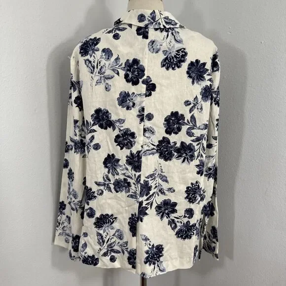 Lush Jacket Womens L Floral Linen Blend Lightweight Boho Maximalist